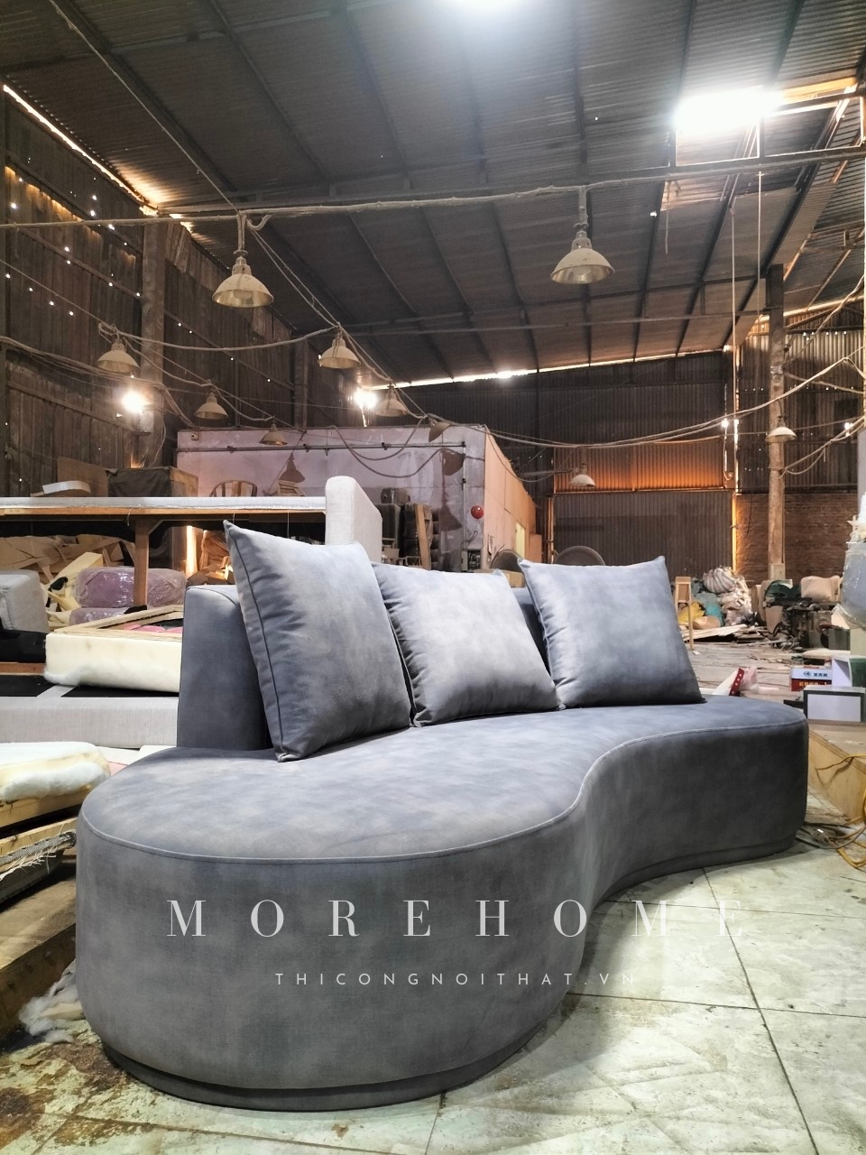 Sofa hiện đại bọc vải cao cấp màu ghi xám